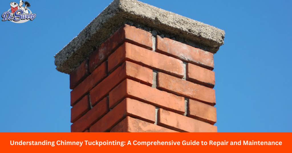 Dr Sweep performing chimney tuckpointing to repair mortar joints in a chimney.