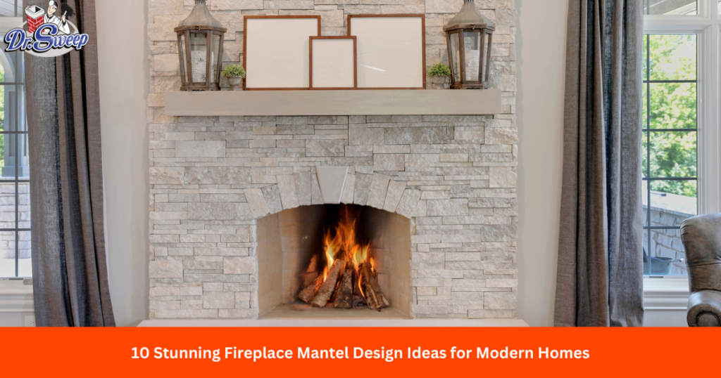 Modern fireplace mantel design featuring sleek marble, curated by Dr Sweep chimney services